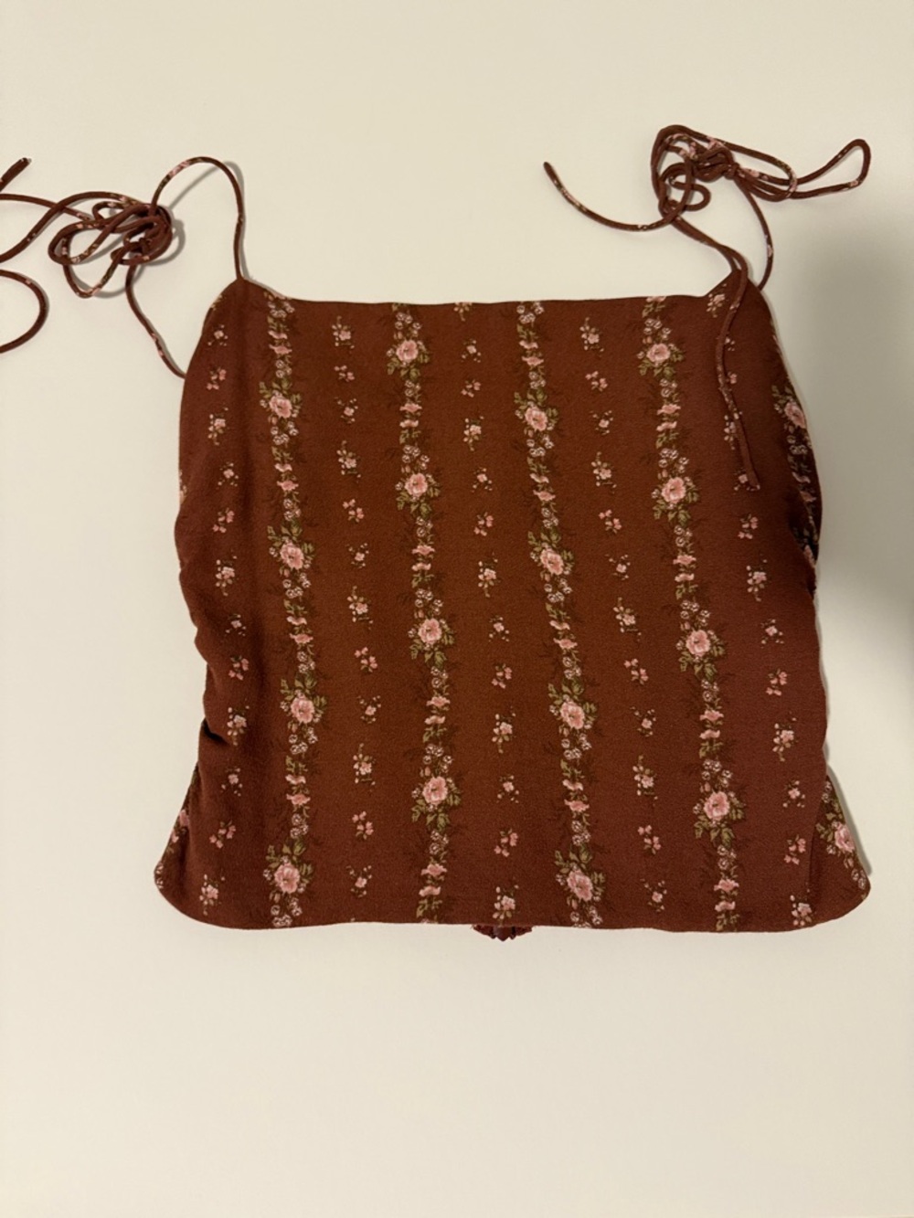 Reformation Brown Floral Tie-Strap Square Neck Camisole
